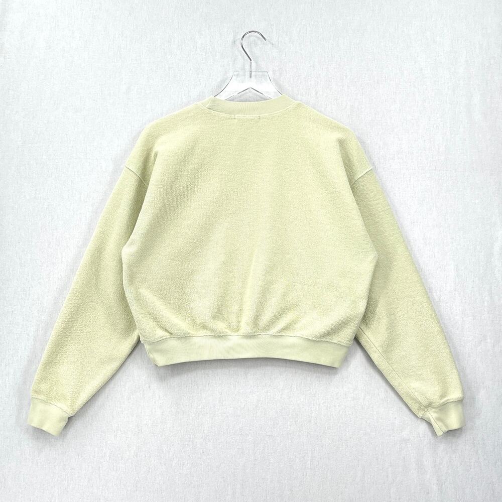 MADHAPPY Rainbow Cropped Crewneck  Sweatshirt Womens Small Pale Green Pullover - Picture 3 of 15